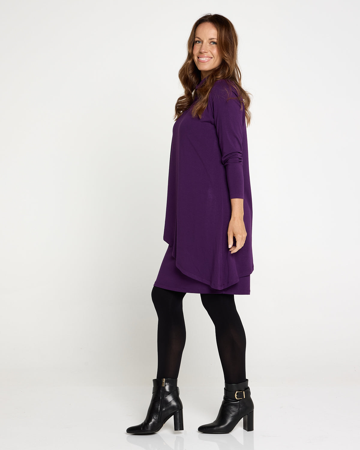 Tova Cape Dress - Purple