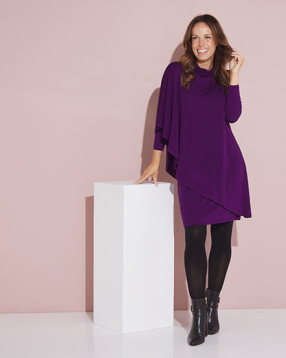 Tova Cape Dress - Purple