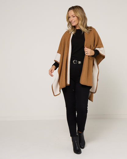 Ingliston Poncho - Camel/Cream