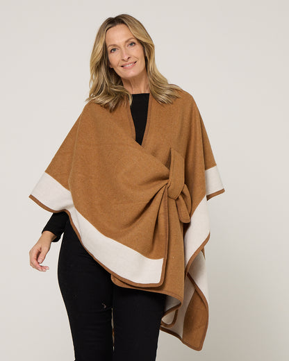 Ingliston Poncho - Camel/Cream