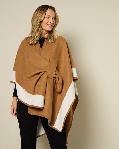Ingliston Poncho - Camel/Cream