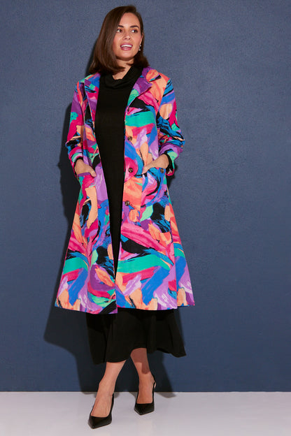 Carlton Fleece Lined Coat - Rainbow Swirl