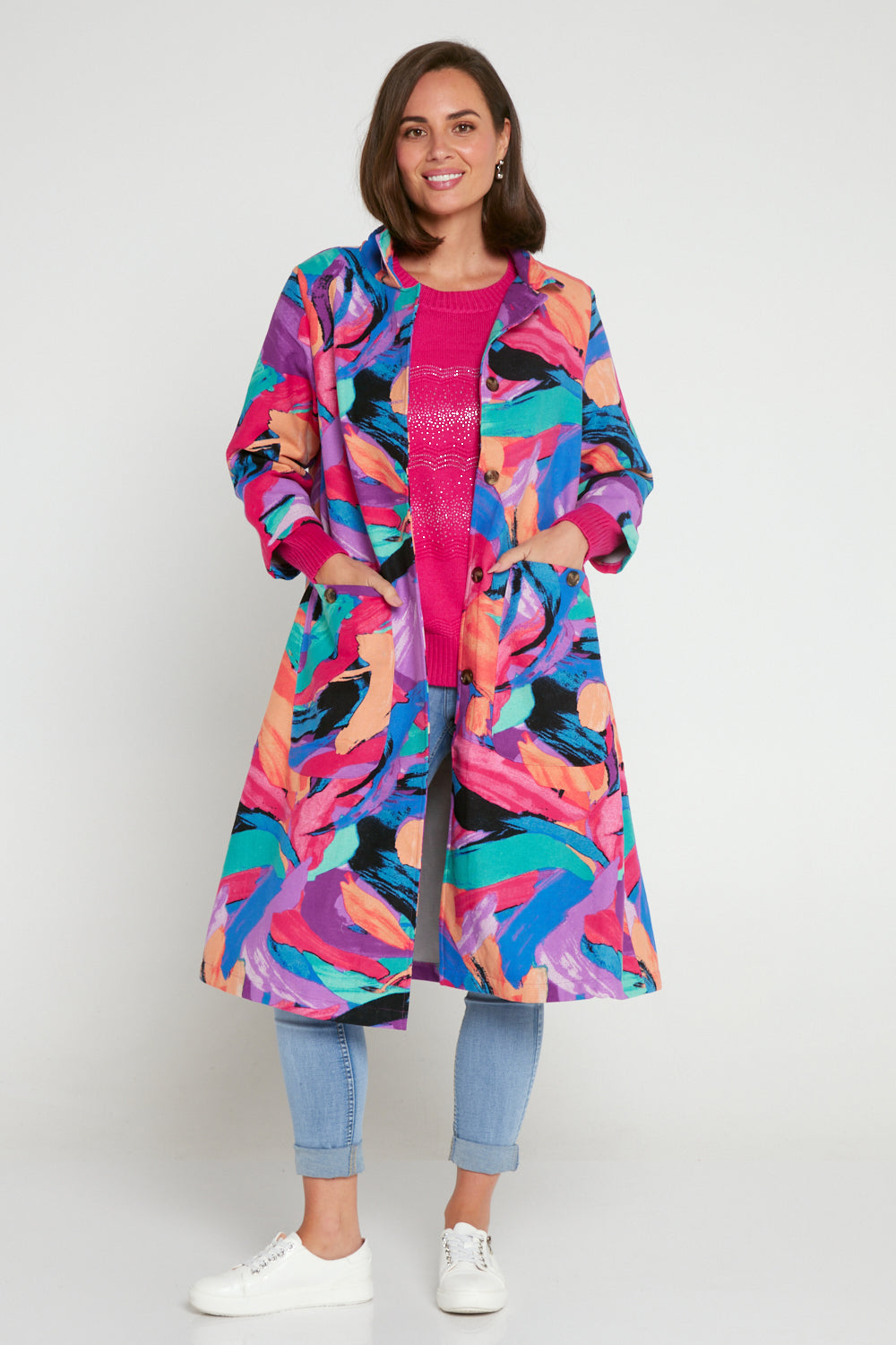 Robbie Rhinestone Knit Jumper - Hot Pink