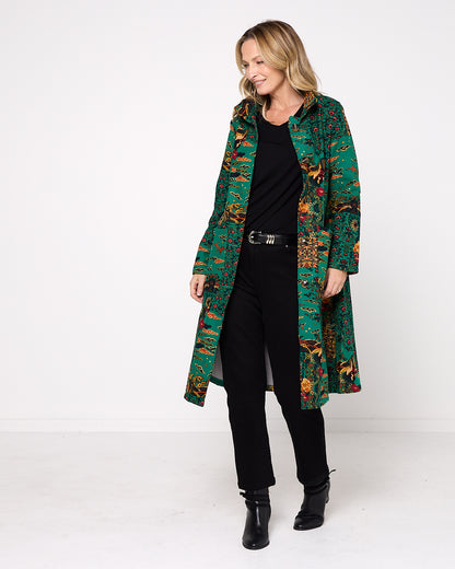 Carlton L/S Fleece Lined Jacket - Emerald Tapestry