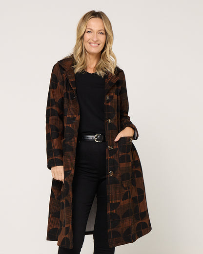 Carlton L/S Fleece Lined Jacket - Chestnut Geo