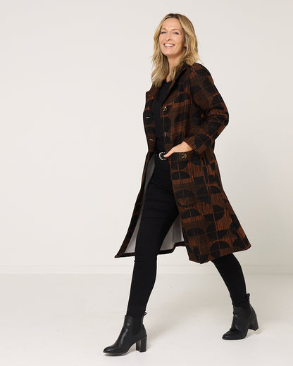 Carlton L/S Fleece Lined Jacket - Chestnut Geo