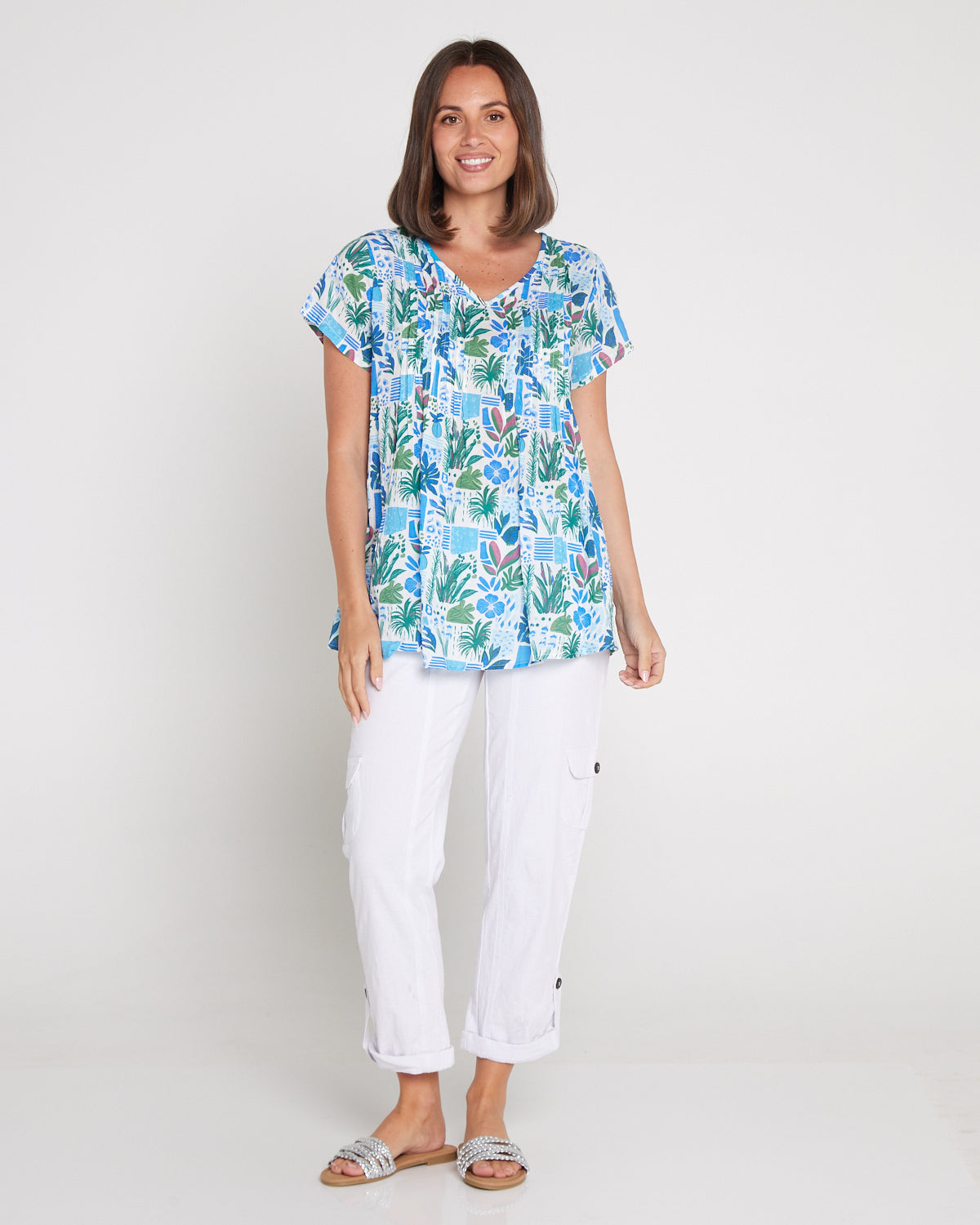 Carmody Cotton Top - Cobalt Coastal Botanical