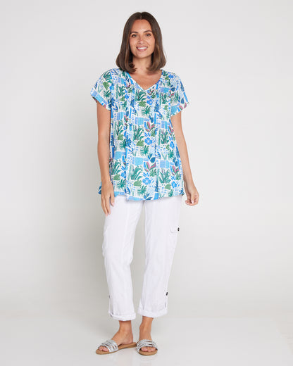 Carmody Cotton Top - Cobalt Coastal Botanical