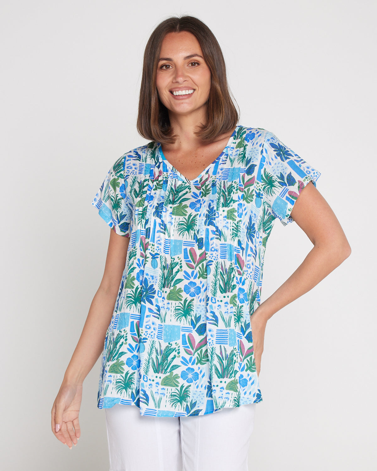 Carmody Cotton Top - Cobalt Coastal Botanical