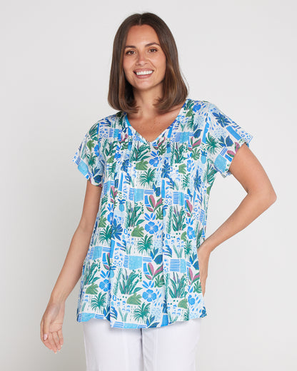 Carmody Cotton Top - Cobalt Coastal Botanical