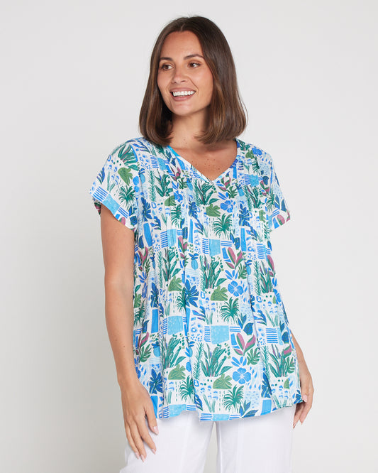 Carmody Cotton Top - Cobalt Coastal Botanical