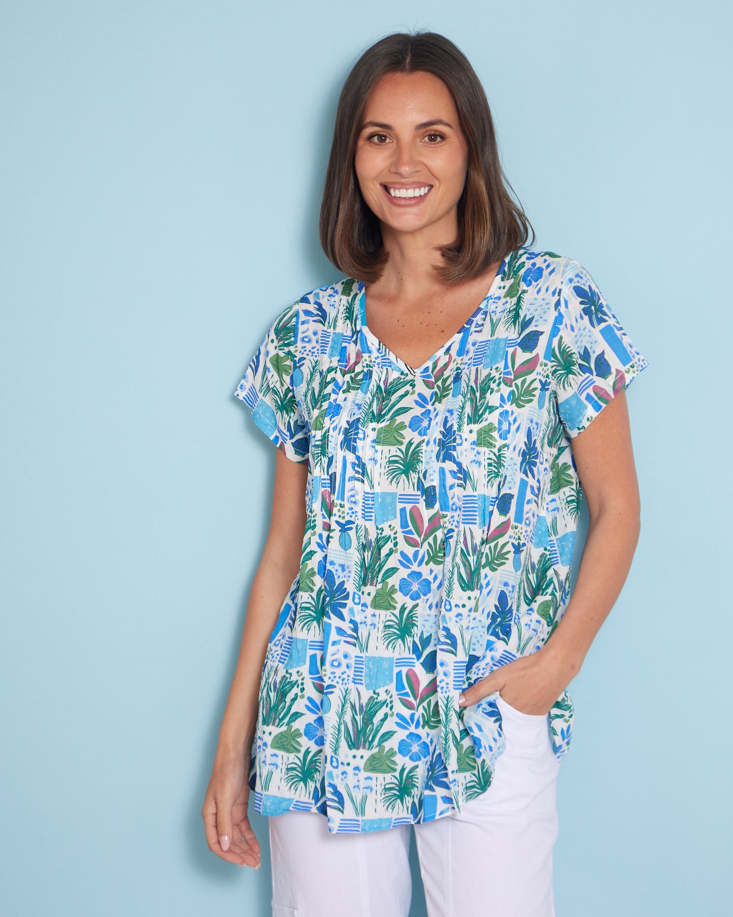 Carmody Cotton Top - Cobalt Coastal Botanical