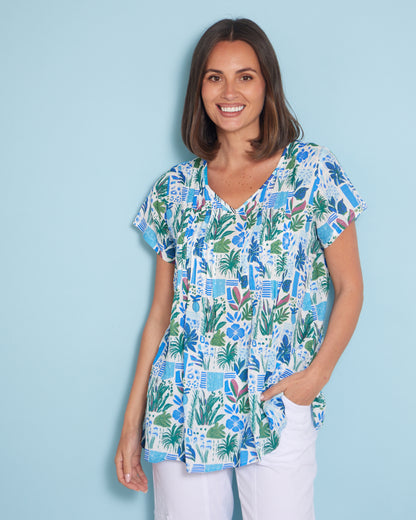 Carmody Cotton Top - Cobalt Coastal Botanical