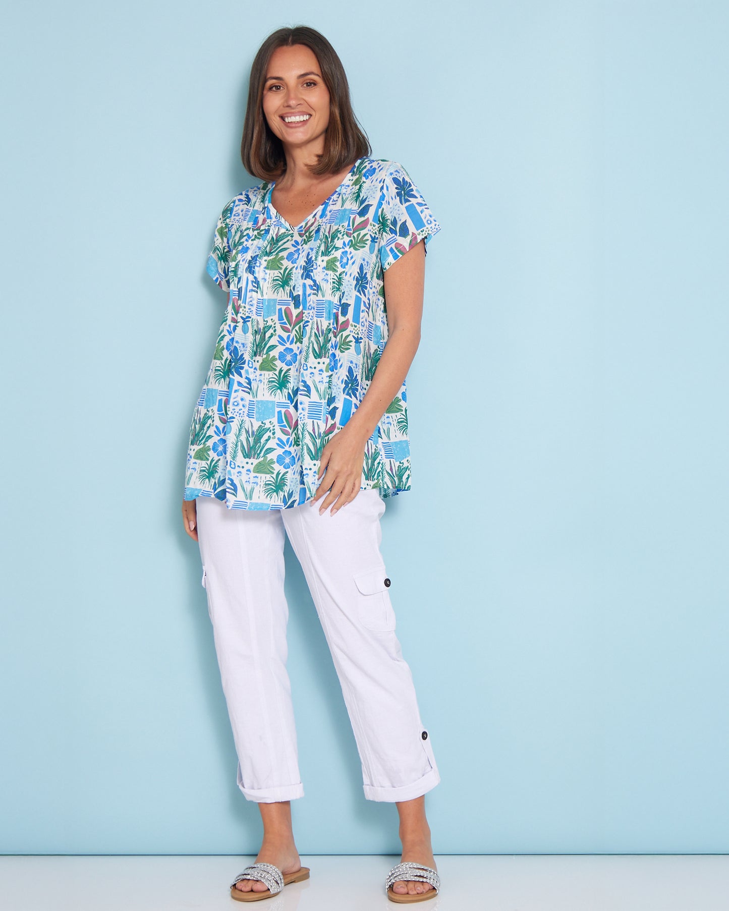Carmody Cotton Top - Cobalt Coastal Botanical