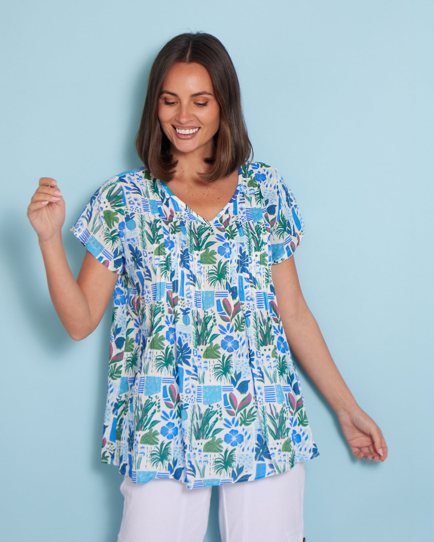 Carmody Cotton Top - Cobalt Coastal Botanical
