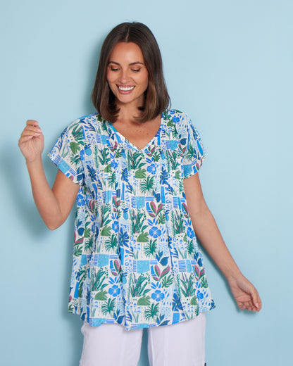 Carmody Cotton Top - Cobalt Coastal Botanical