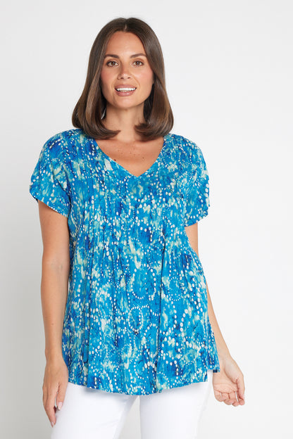 Carmody Cotton Top - Ocean Blue Bubbles