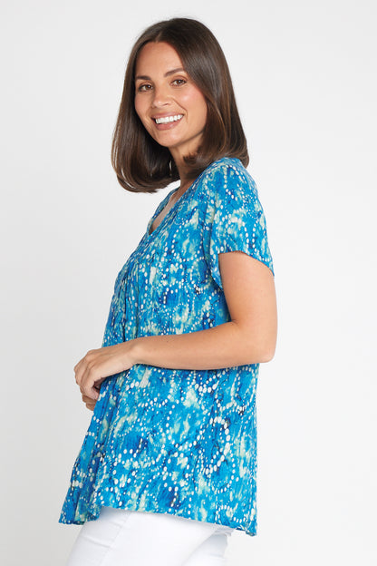 Carmody Cotton Top - Ocean Blue Bubbles