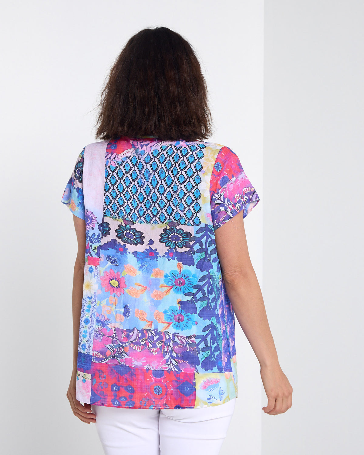 Carmody Cotton Pintuck Top - Daisy Patchwork