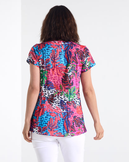 Kayla Cotton Top - Magenta Flower: back view