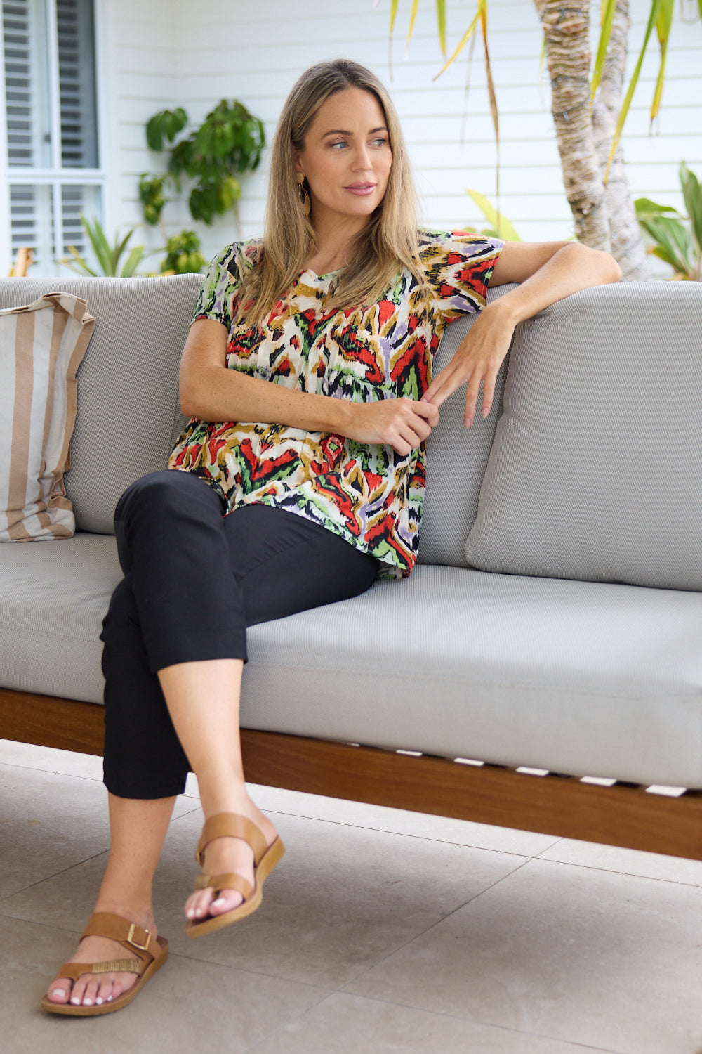Kayla Pull On 7/8 Stretch Pants - Black