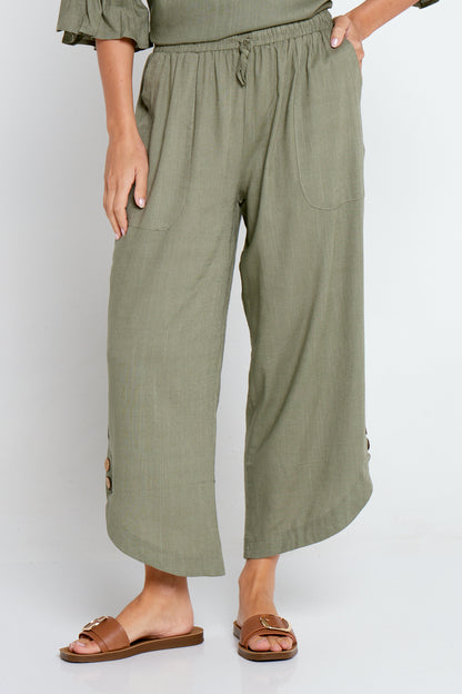 Cartia Linen Pants - Khaki