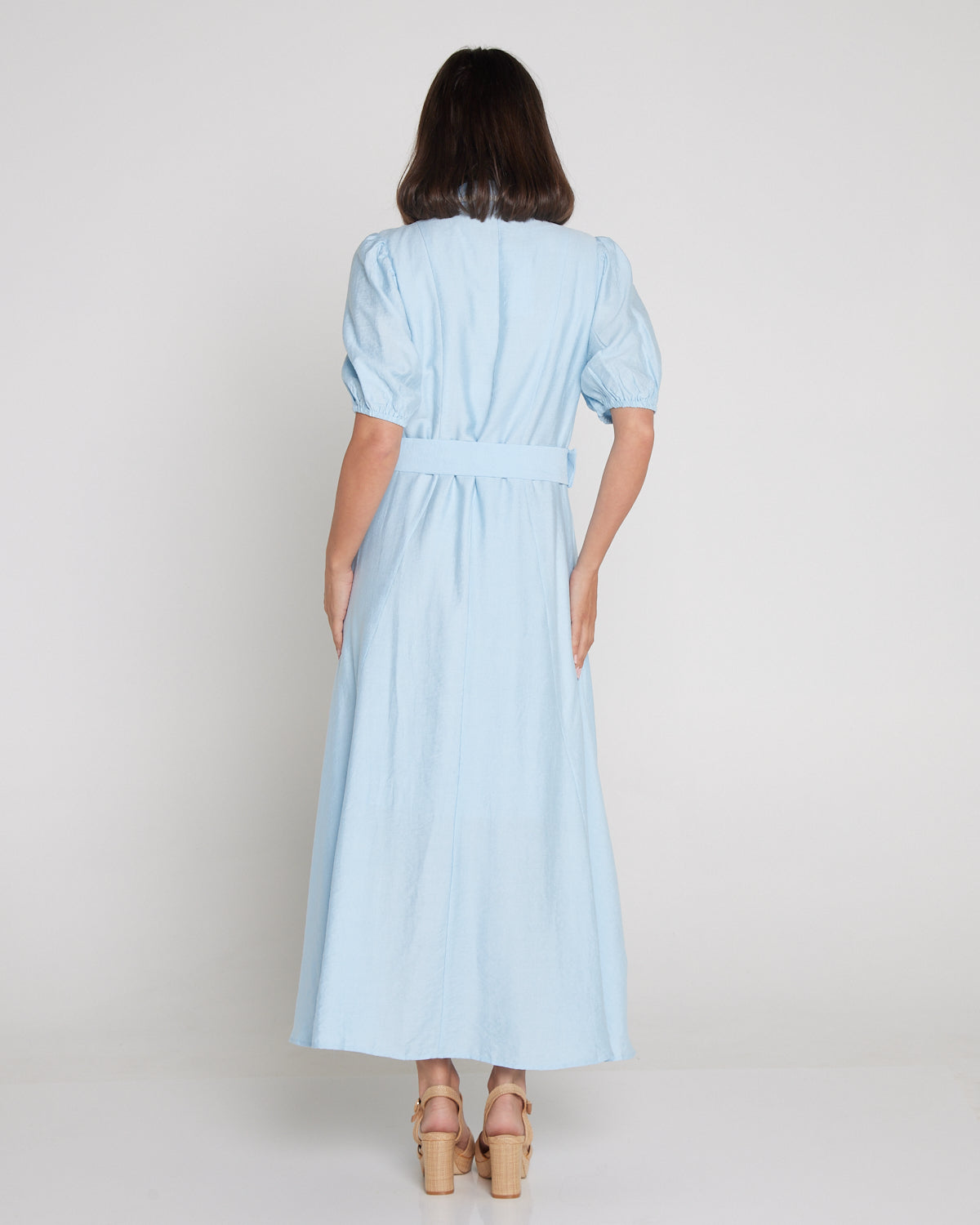Celeste Sky Blue Shirt Dress with Belt