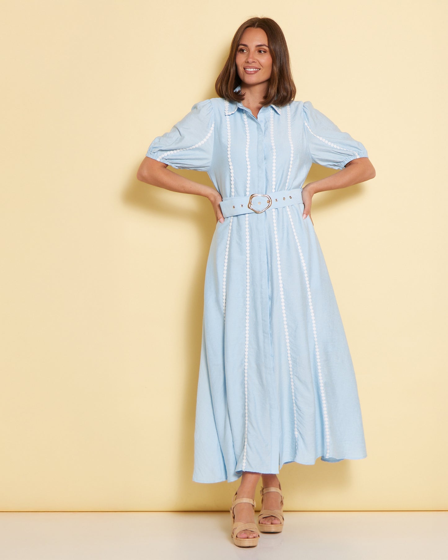 Celeste Shirt Dress - Sky Blue