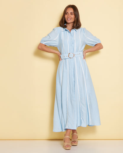 Celeste Shirt Dress - Sky Blue