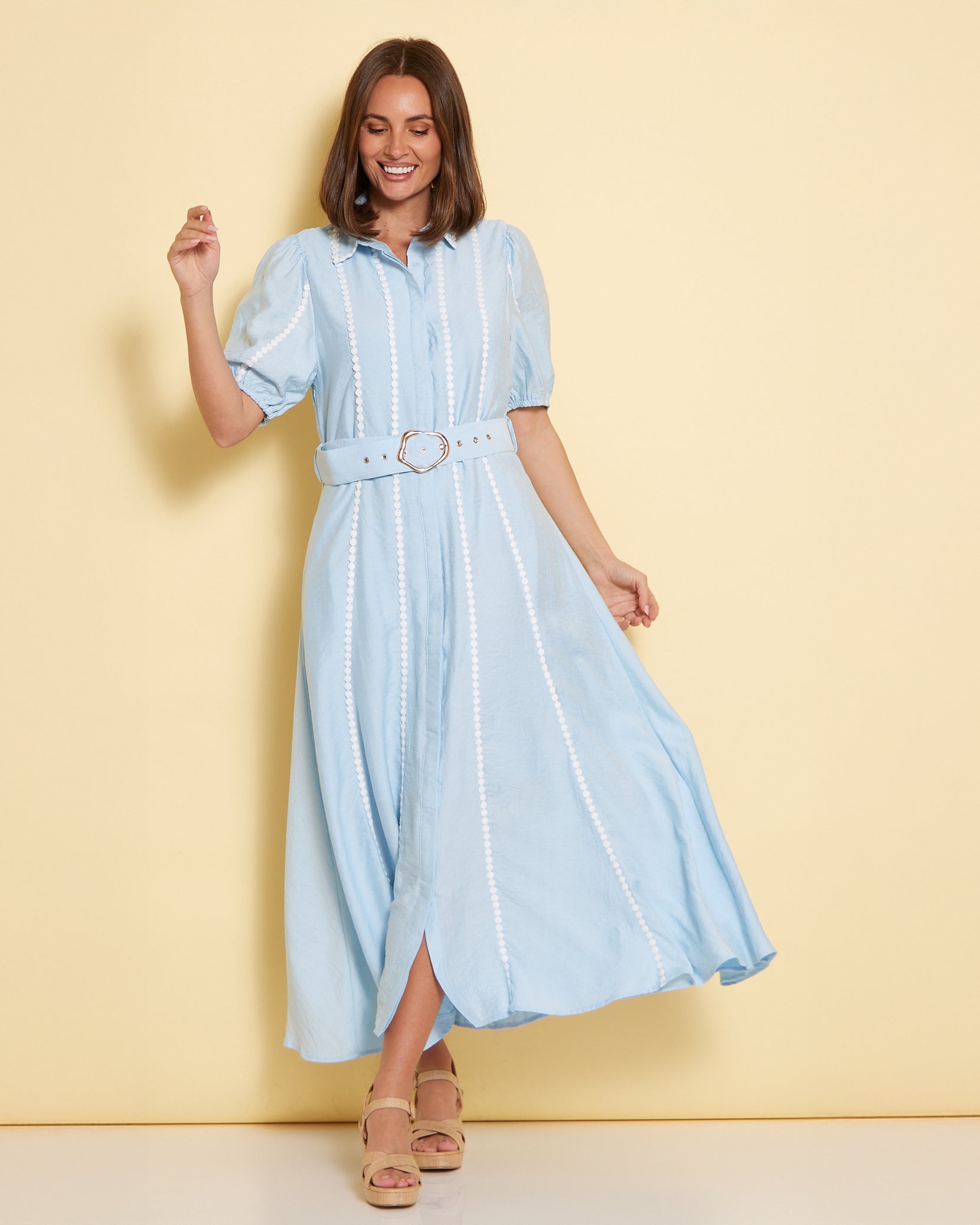 Celeste Sky Blue Shirt Dress with Belt | TULIO TULIO Fashion Celeste Sky Blue Shirt Dress with Belt | TULIO TULIO Fashion