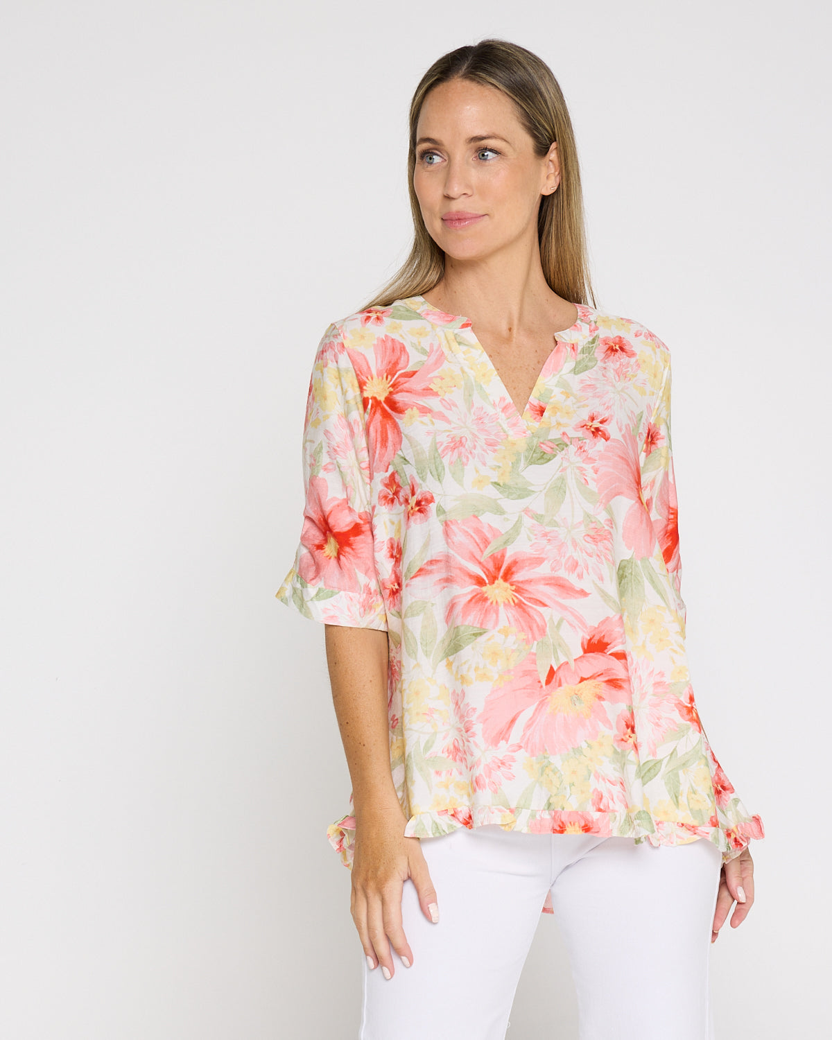 Charlotte Blouse - Red/Yellow Floral