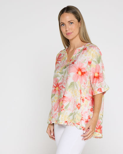 Charlotte Blouse - Red/Yellow Floral