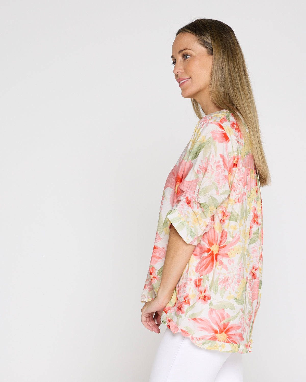 Charlotte Blouse - Red/Yellow Floral