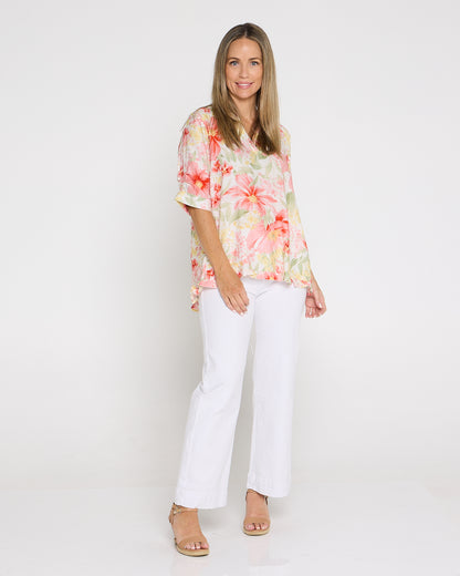 Charlotte Blouse - Red/Yellow Floral