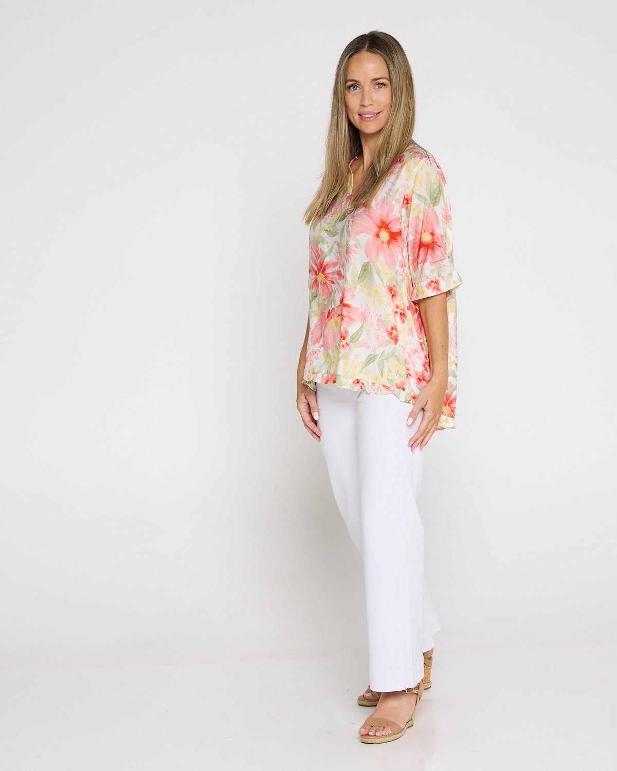Charlotte Blouse - Red/Yellow Floral