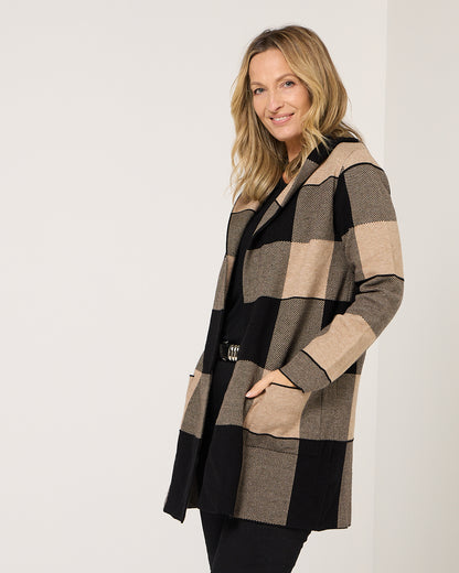 Huntley Check Cardigan - Natural Check
