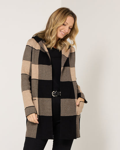 Huntley Check Cardigan - Natural Check