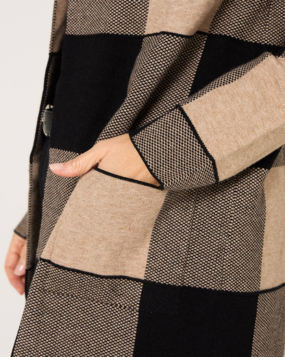 Huntley Check Cardigan - Natural Check