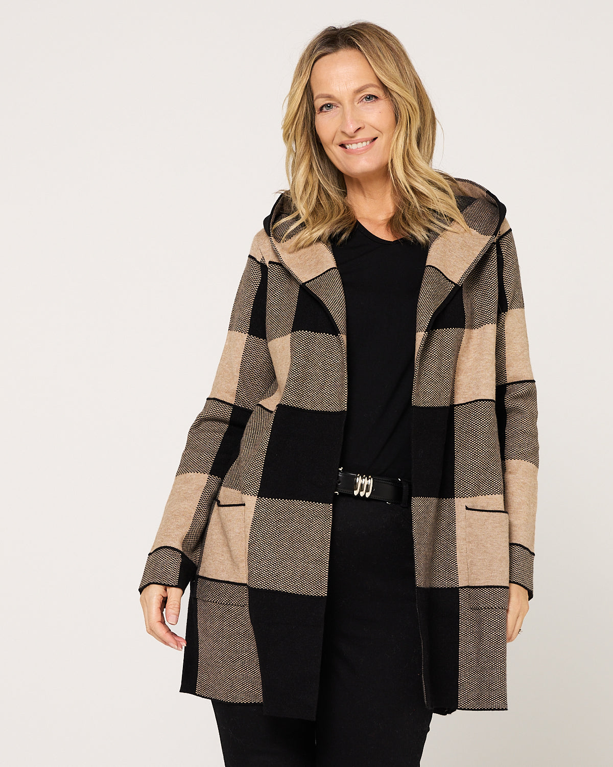 Huntley Check Cardigan - Natural Check
