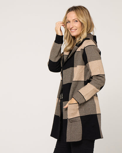 Huntley Check Cardigan - Natural Check
