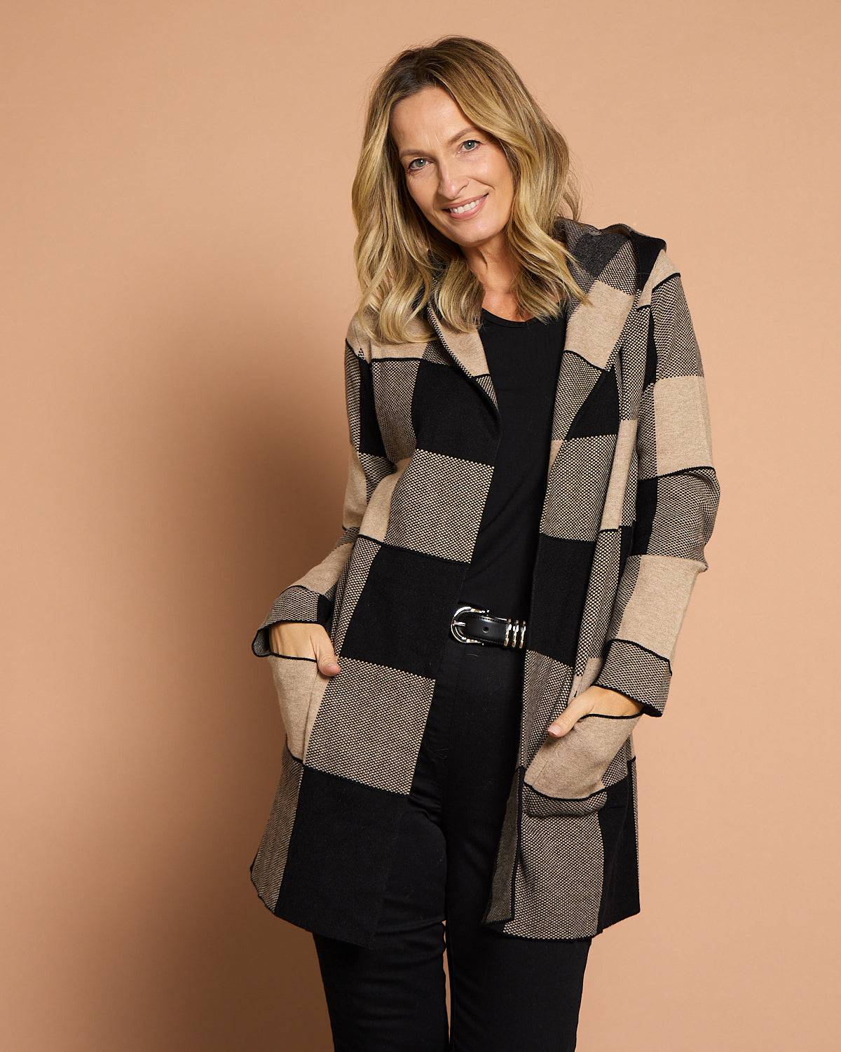 Huntley Check Cardigan - Natural Check