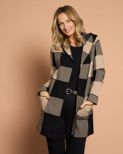 Huntley Check Cardigan - Natural Check