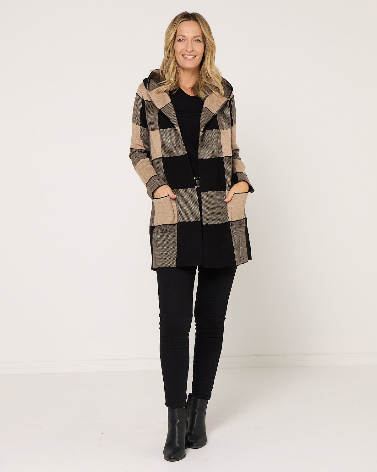 Huntley Check Cardigan - Natural Check
