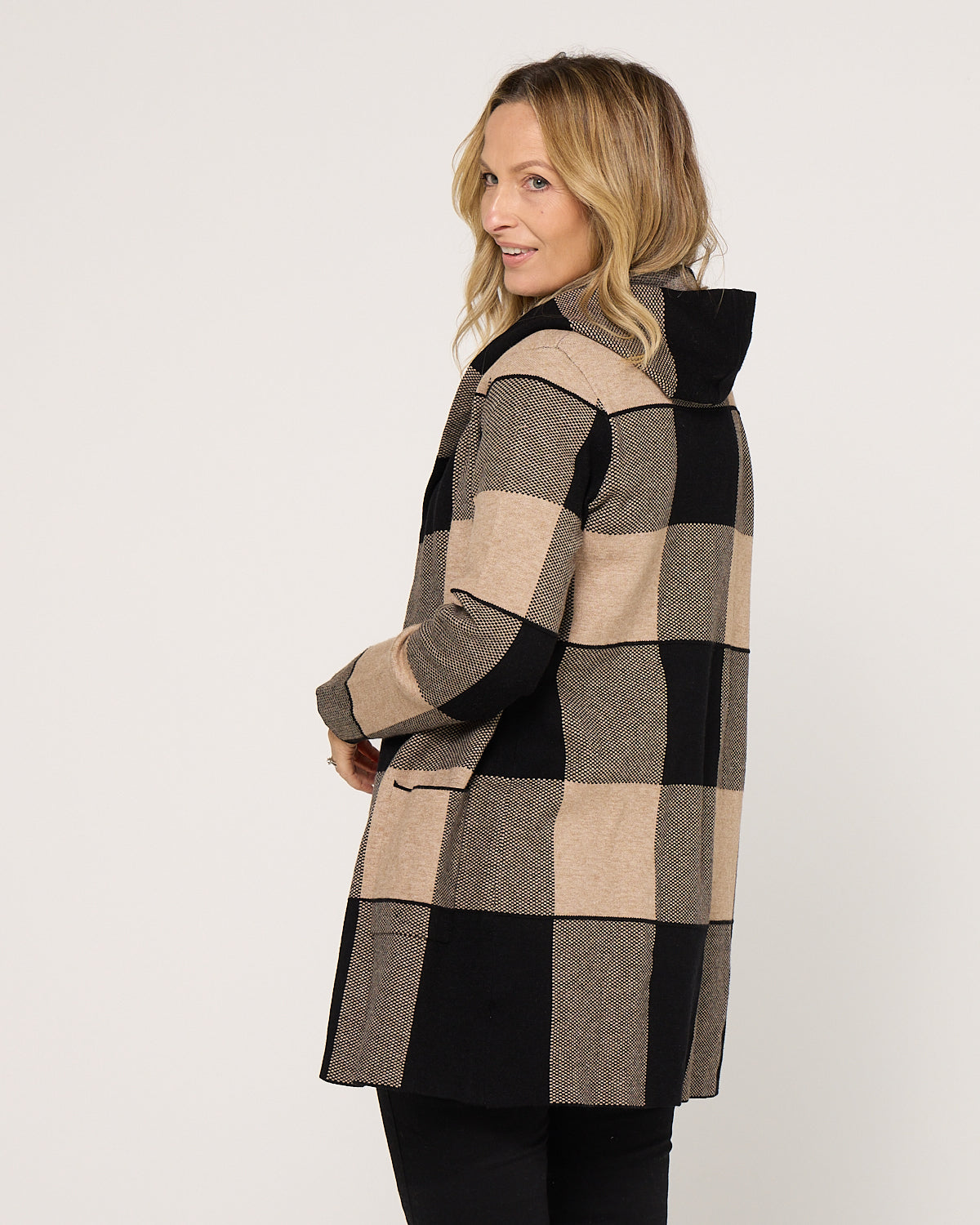 Huntley Check Cardigan - Natural Check