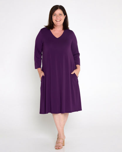 Christobel Sleeved Dress - Purple