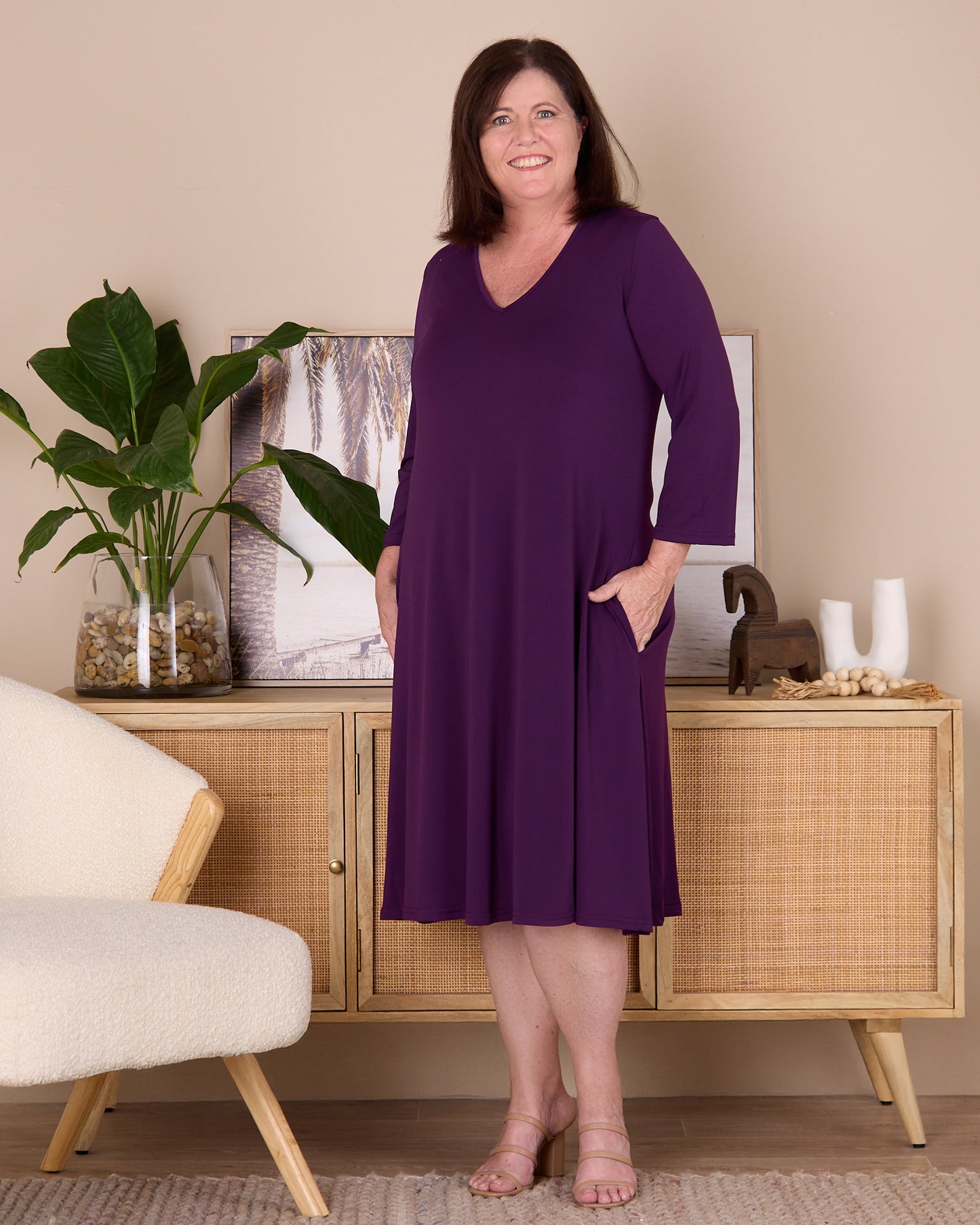 Christobel Sleeved Dress - Purple