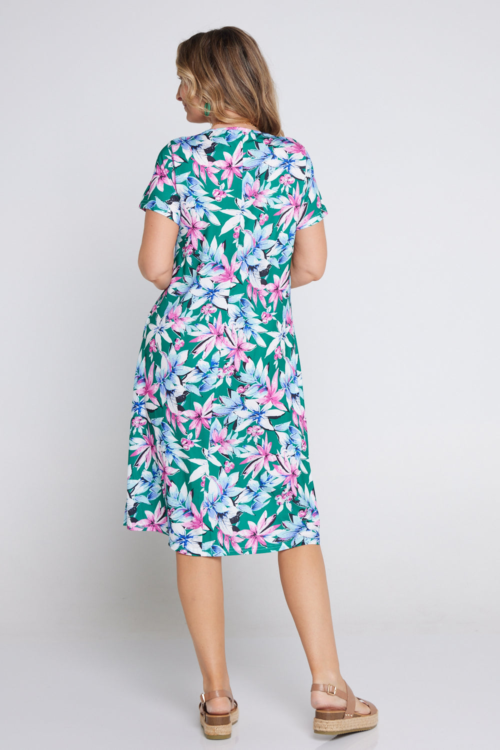 Christobel Dress - Jade/Pink Tropical Floral
