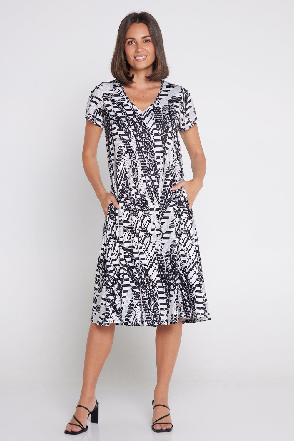 Christobel Dress - Black/White Collage