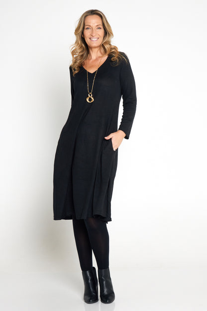 Christobel Sleeved Knit Dress - Black