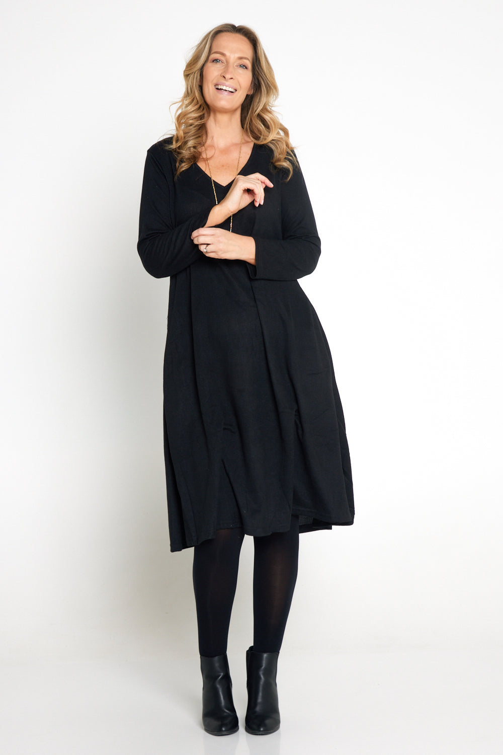 Christobel Sleeved Knit Dress - Black